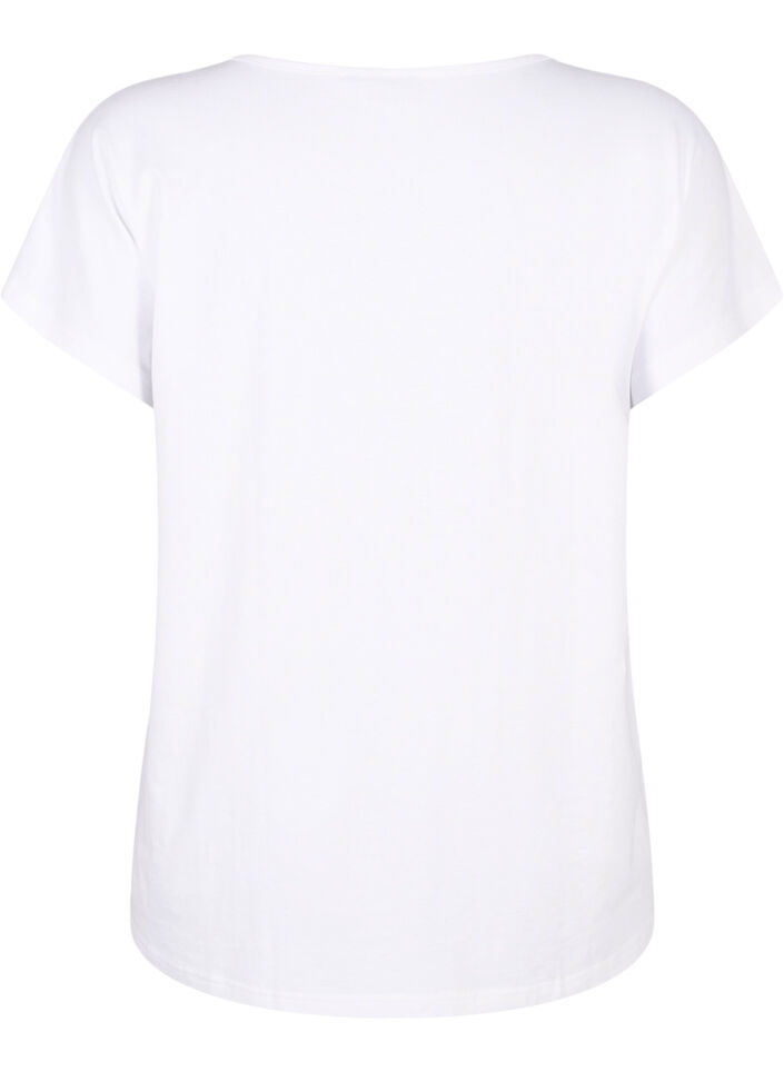 T-shirt met V-hals en borstzakje, Bright White, Packshot image number 1