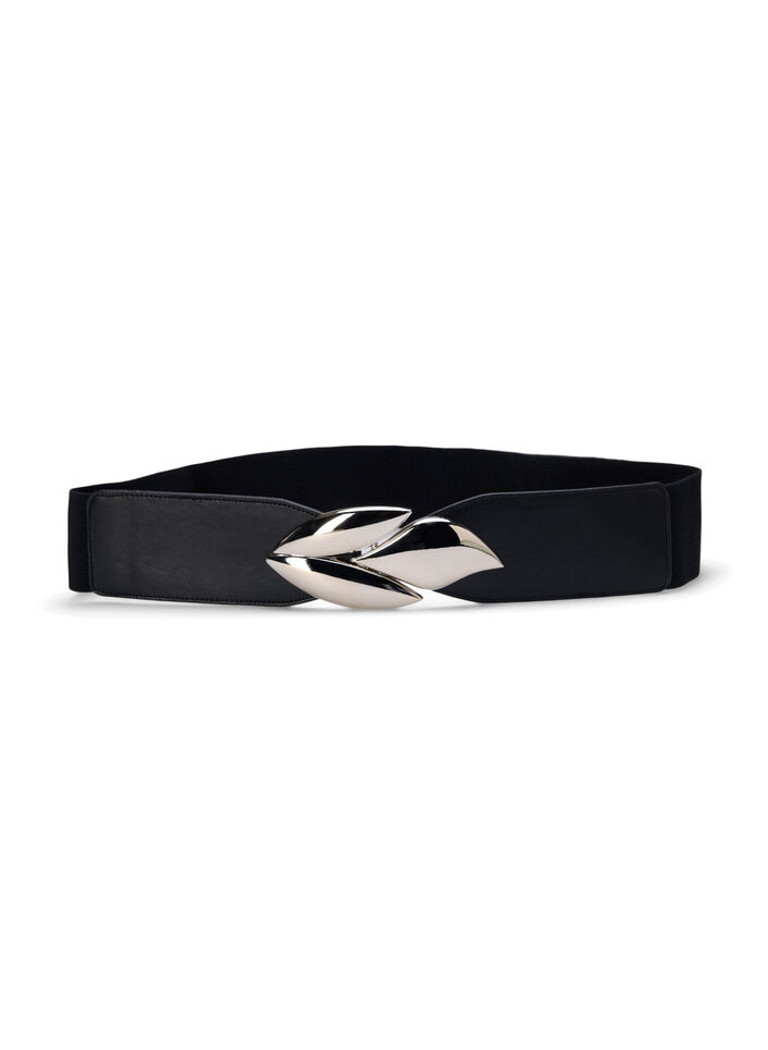 Elastische tailleband met zilverkleurige gesp, Black Silver Buckle, Packshot image number 0