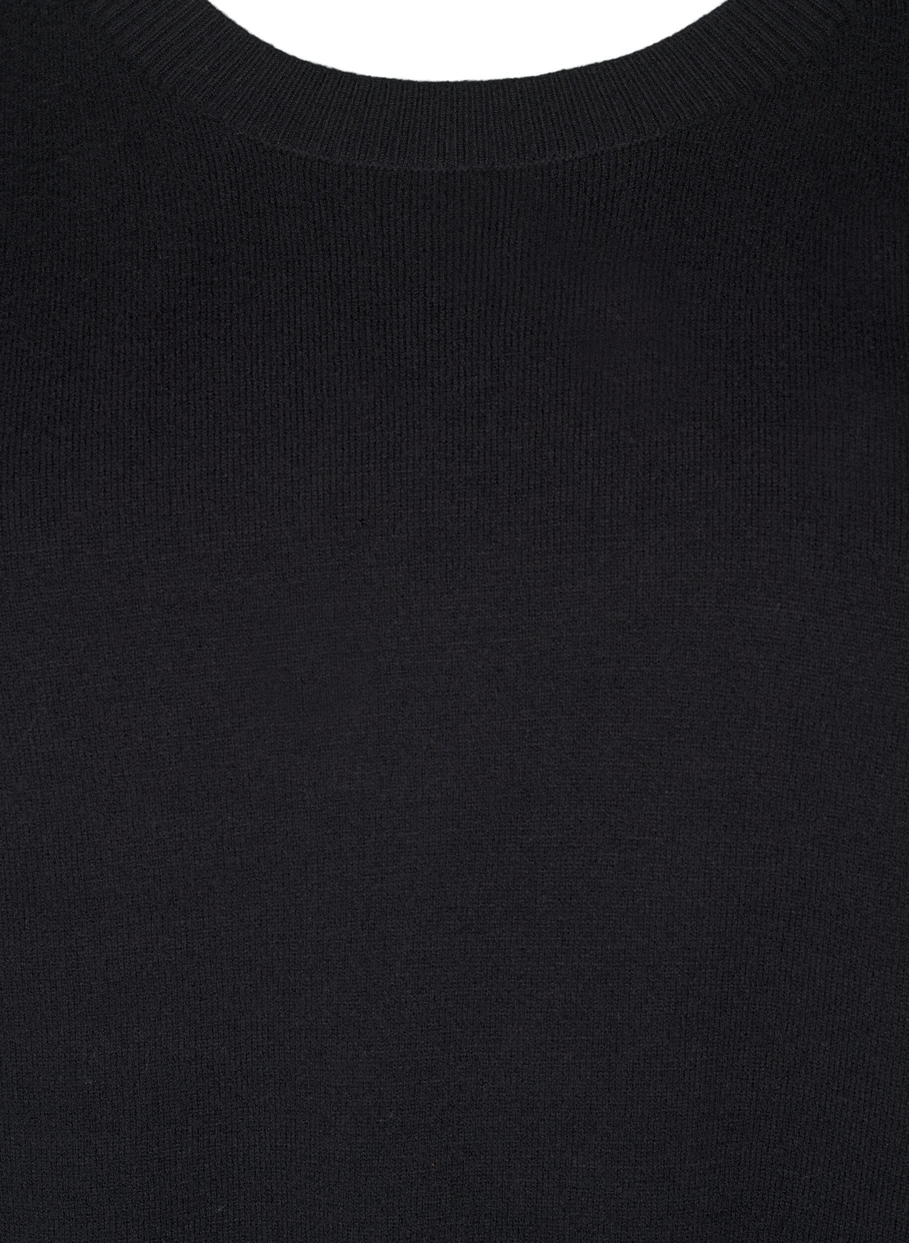 Zizzi FLASH - Gebreide blouse met ronde hals, Zwart, Packshot image number 2