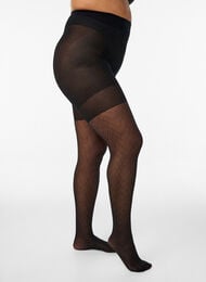 Push-up panties 50 denier met patroon, Zwart