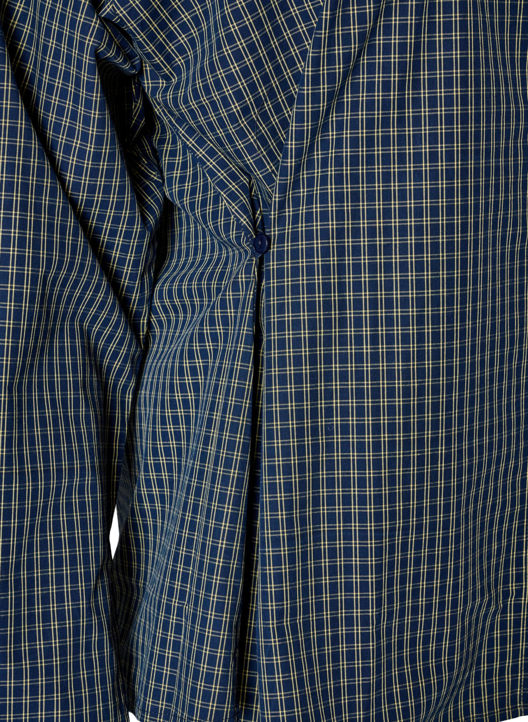 ZizziKatoenen overhemd met ruitpatroon en onzichtbare knoopsluiting, Blauw, Packshot image number 3