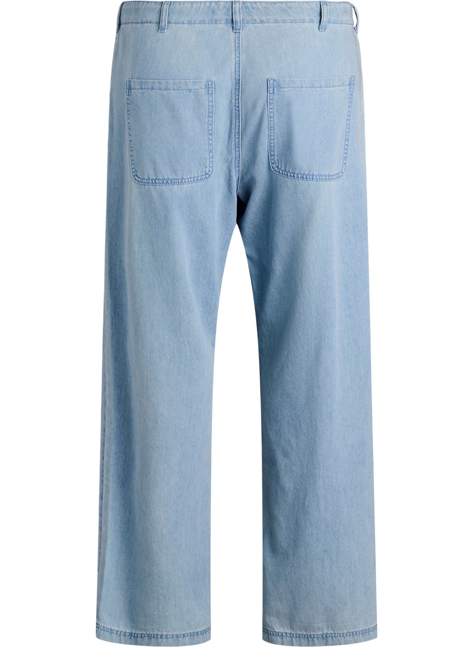 Zizzi High-waisted jeans met strikceintuur, Blauw, Packshot image number 1