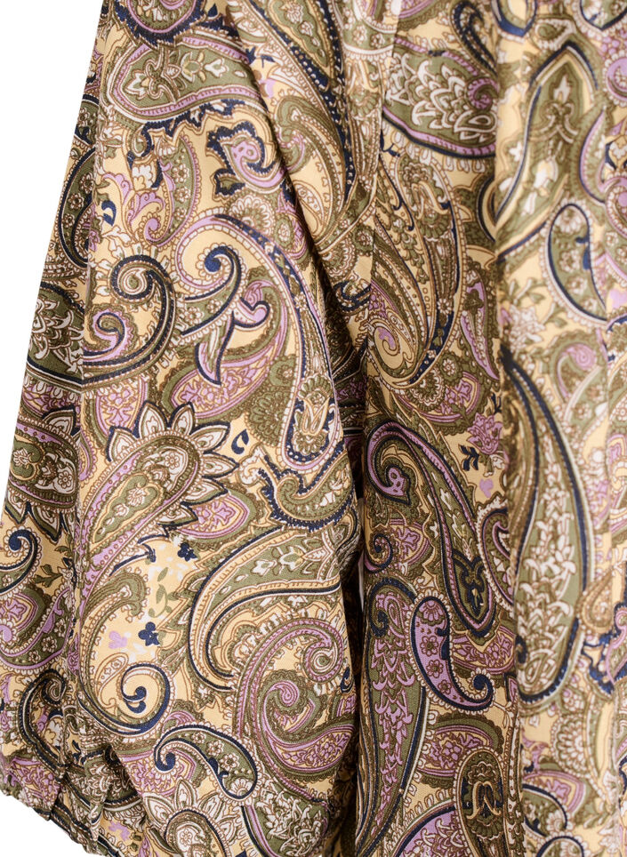Viscose blouse met paisleyprint en strikkoord, Geel, Packshot image number 3