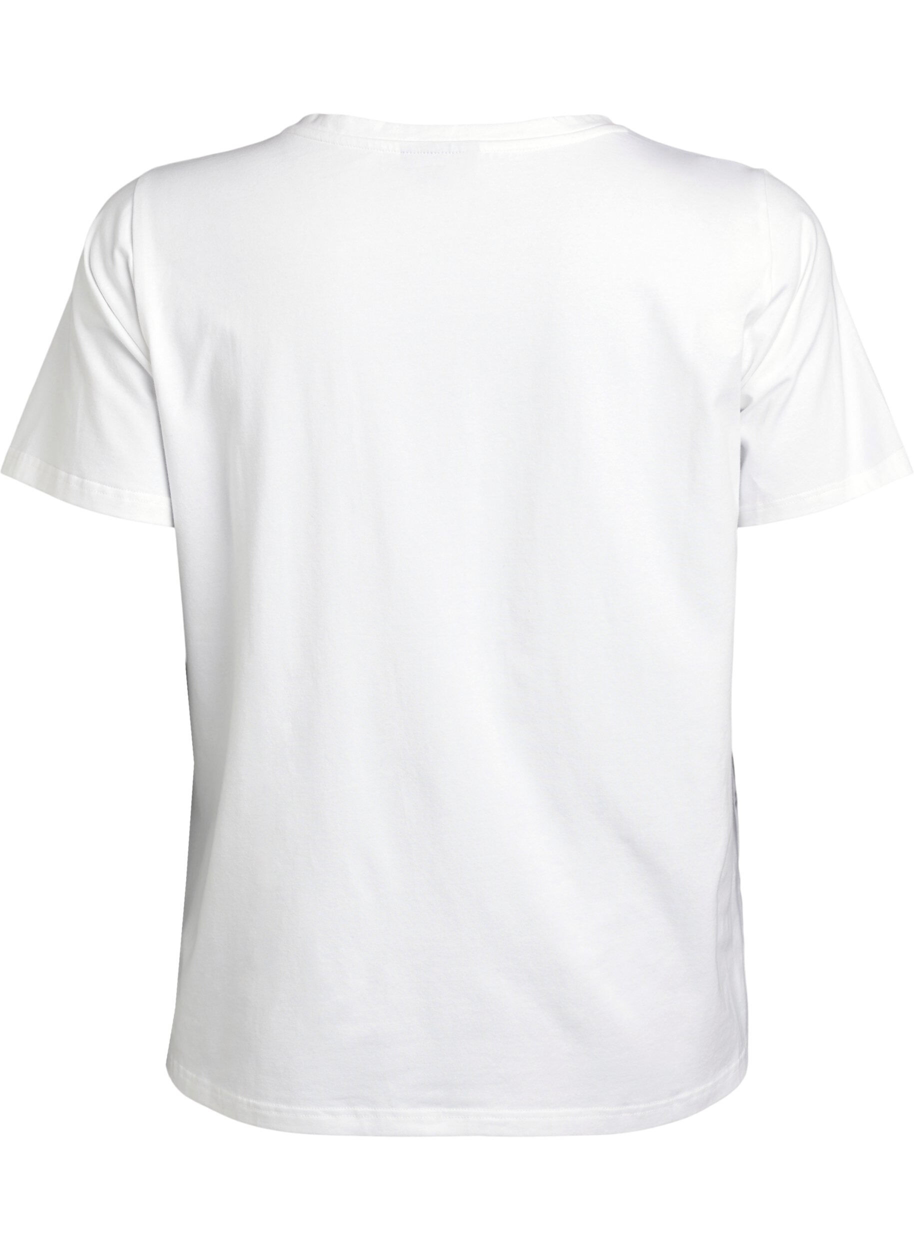 Zizzi T-shirt in biologisch katoen met bloemenprint, B. White w. Rose, Packshot image number 1