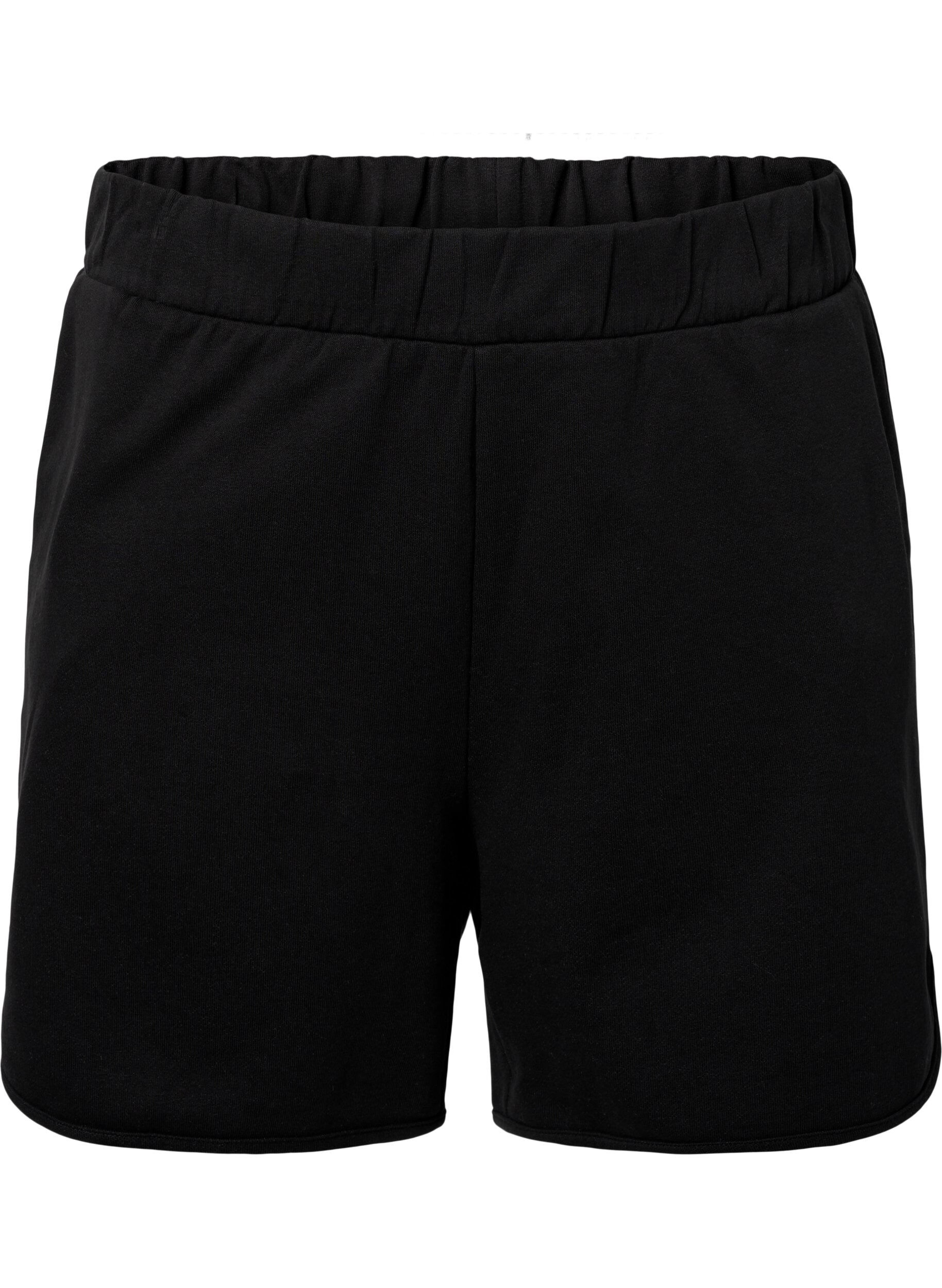 Zizzi Effen sweatshort met zakken, Black, Packshot image number 0