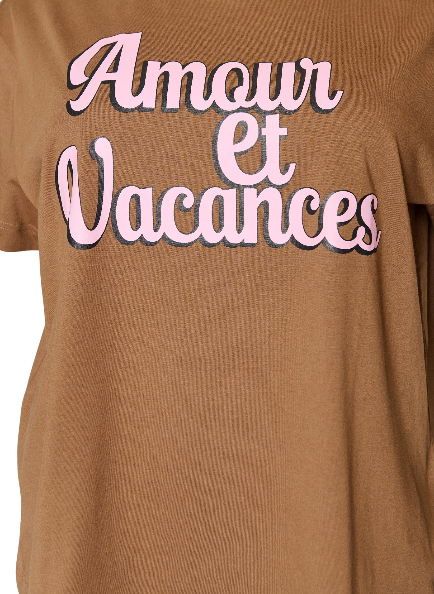 Zizzi100% katoenen T-shirt met korte mouwen en print, Bruin, Packshot image number 2