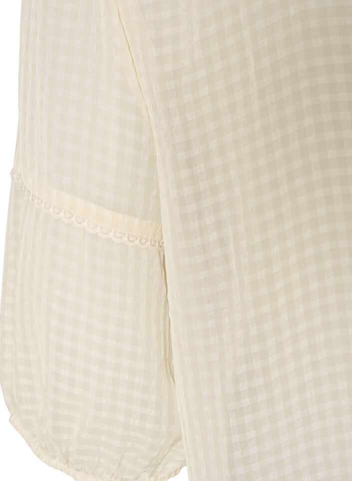 Blouse in seersucker met strikkoord, Beige, Packshot image number 3