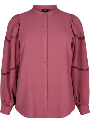 Overhemdblouse met gehaakte details, Dry Rose, Packshot image number 0