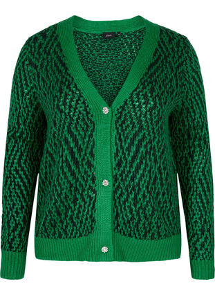 Gebreid vest met patroon en knopen, Jolly Green Comb, Packshot image number 0