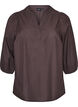 Blouse met ruitdessin, V-hals en 3/4-mouwen, Bruin, Packshot image number 0