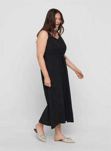 Maxi-jurk met smokwerk, Black, Model image number 0