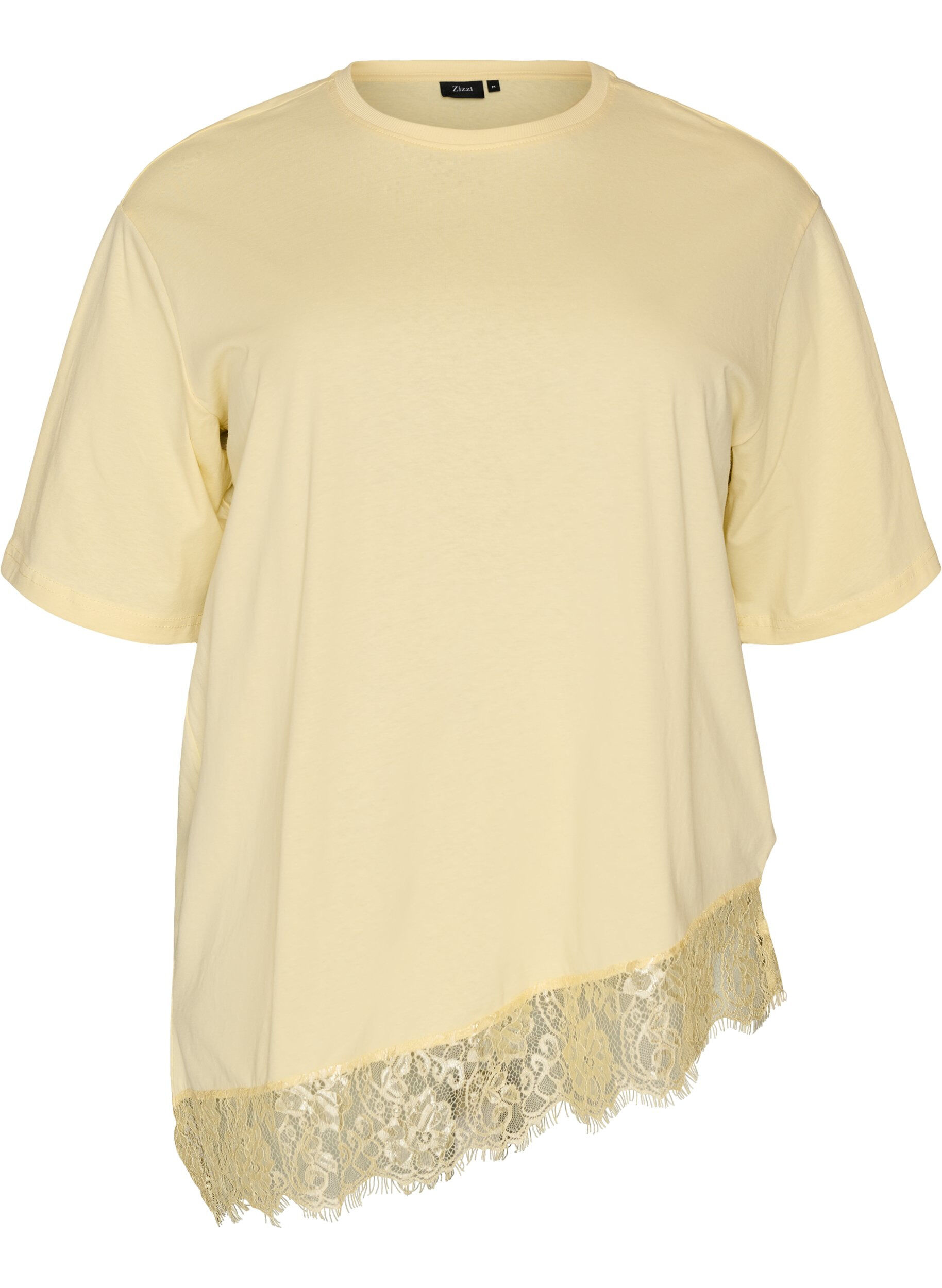 T-shirt met asymmetrische kanten zoom