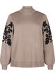 Gebreide blouse met borduursel, Desert Taupe Comb, Packshot image number 0