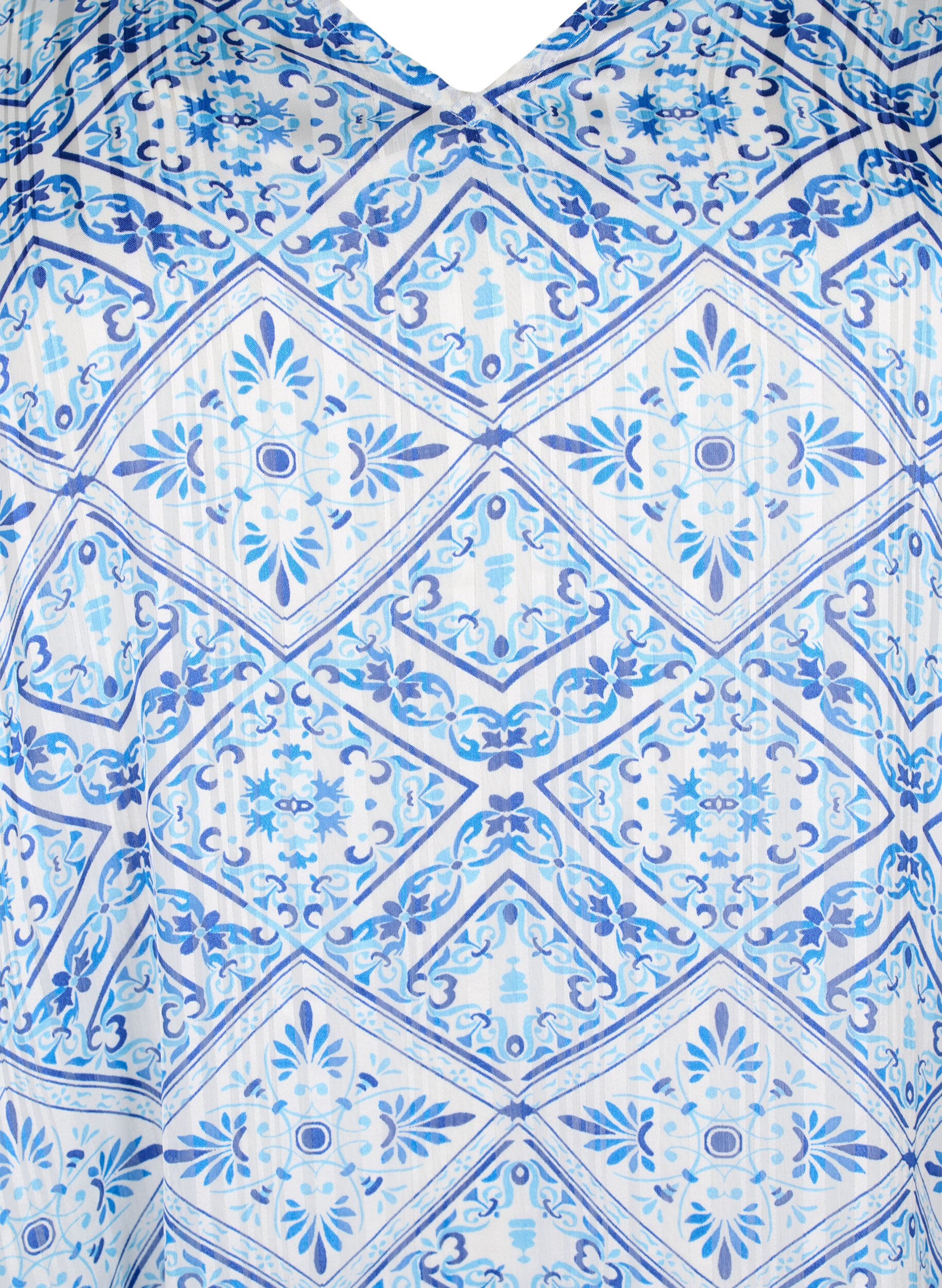 Zizzi Bedrukte jurk met V-hals en 3/4 mouwen, Birch Graphic AOP, Packshot image number 2