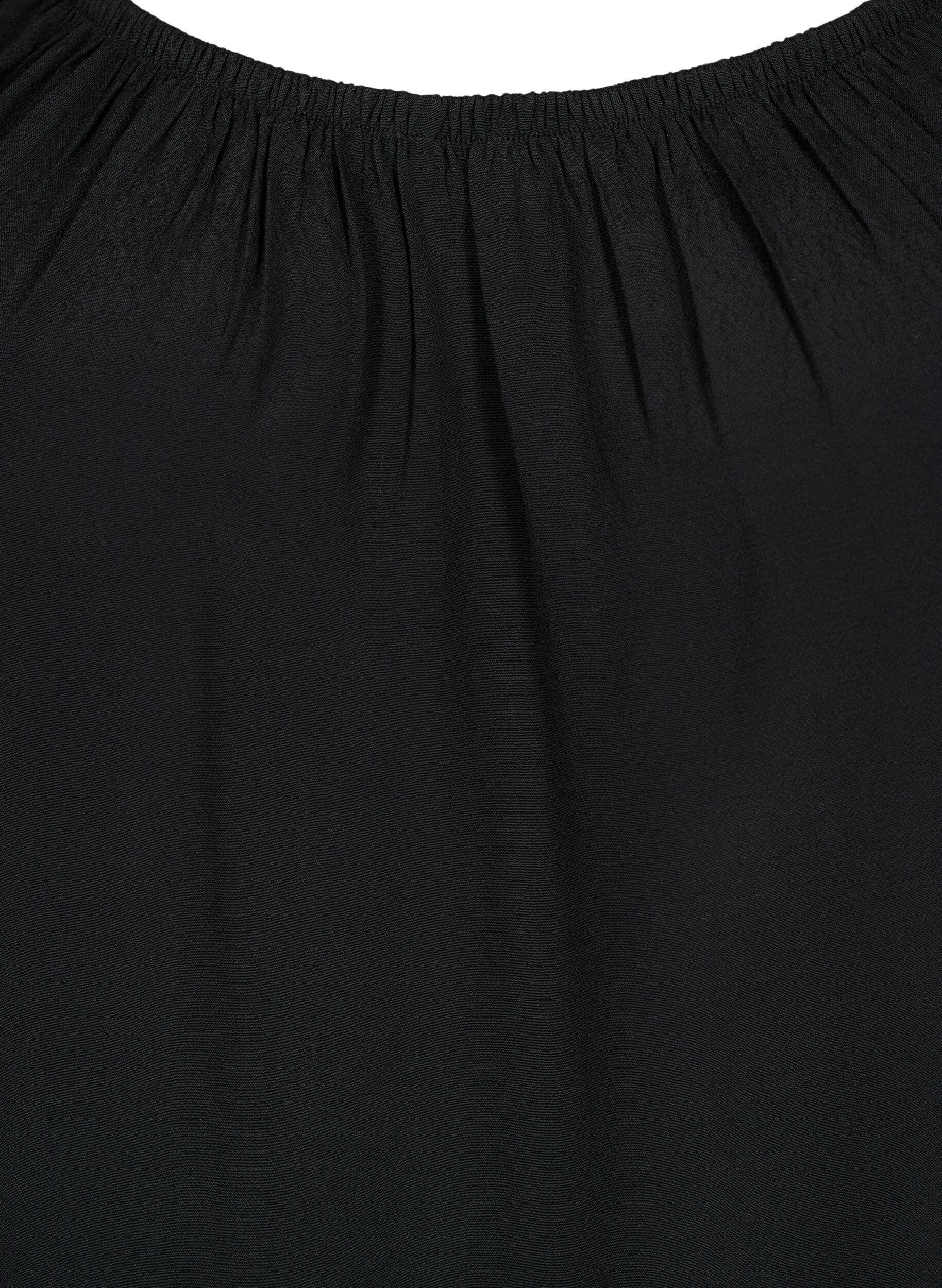 Zizzi Effen blouse van viscose met korte mouwen, Black, Packshot image number 2