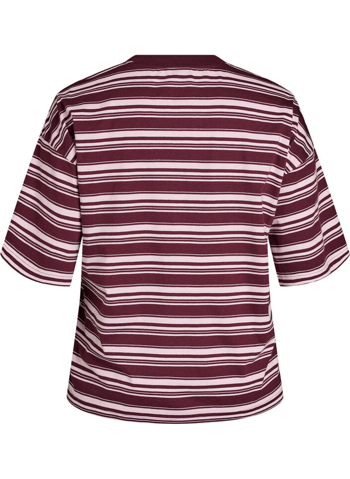 Boxy T-shirt met gestreept patroon, Rood, Packshot image number 1