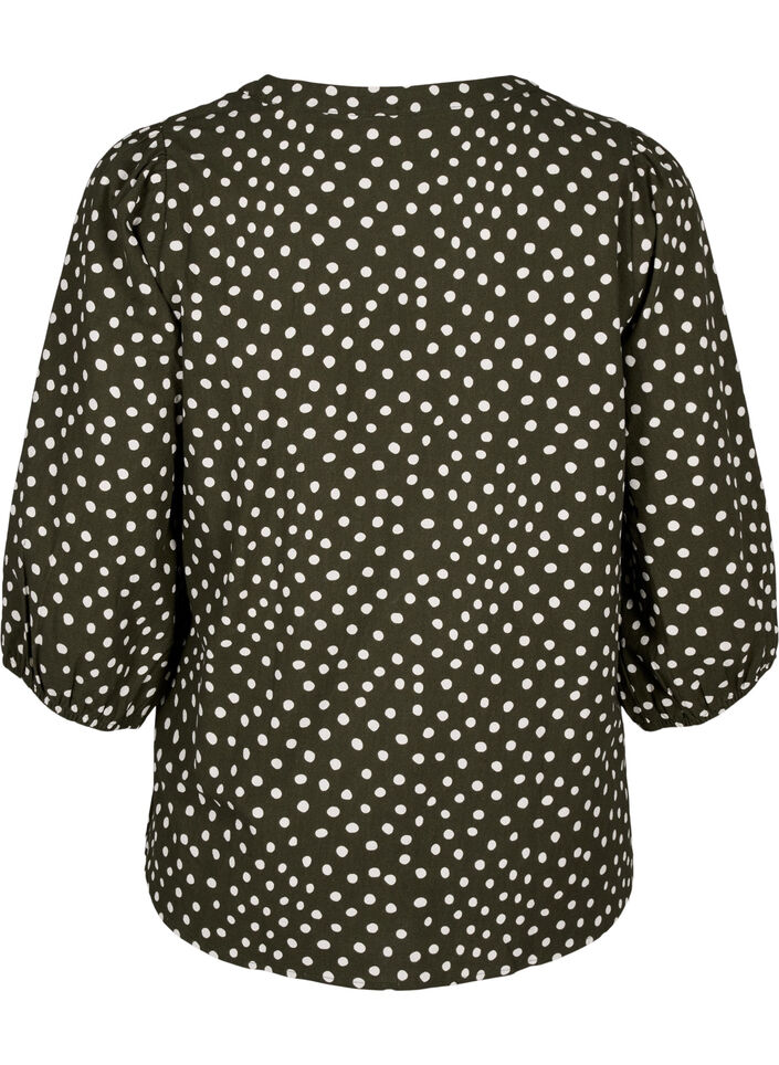 Katoenen blouse met 3/4 mouwen en stippen, Forest Night Dot, Packshot image number 1