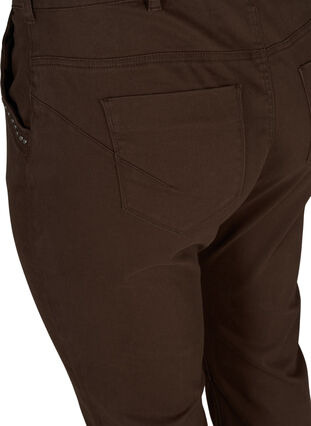 Denim capri broek met klinknagels, Dark Brown, Packshot image number 3