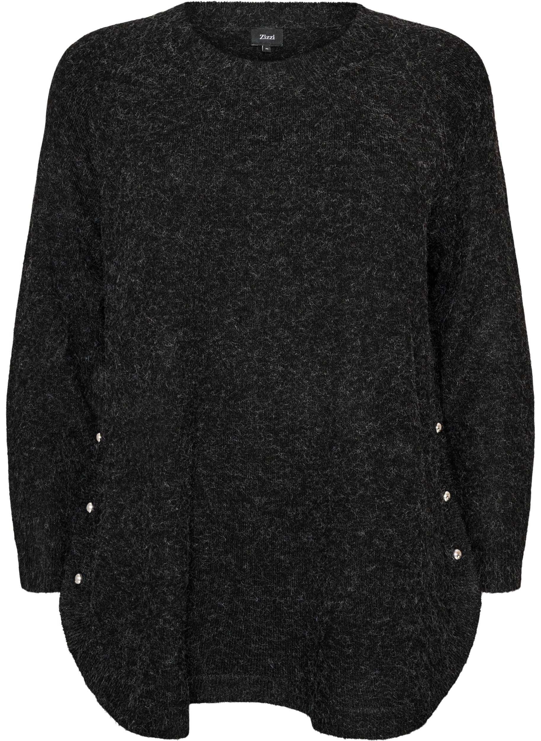 Lange gebreide blouse met balknopen