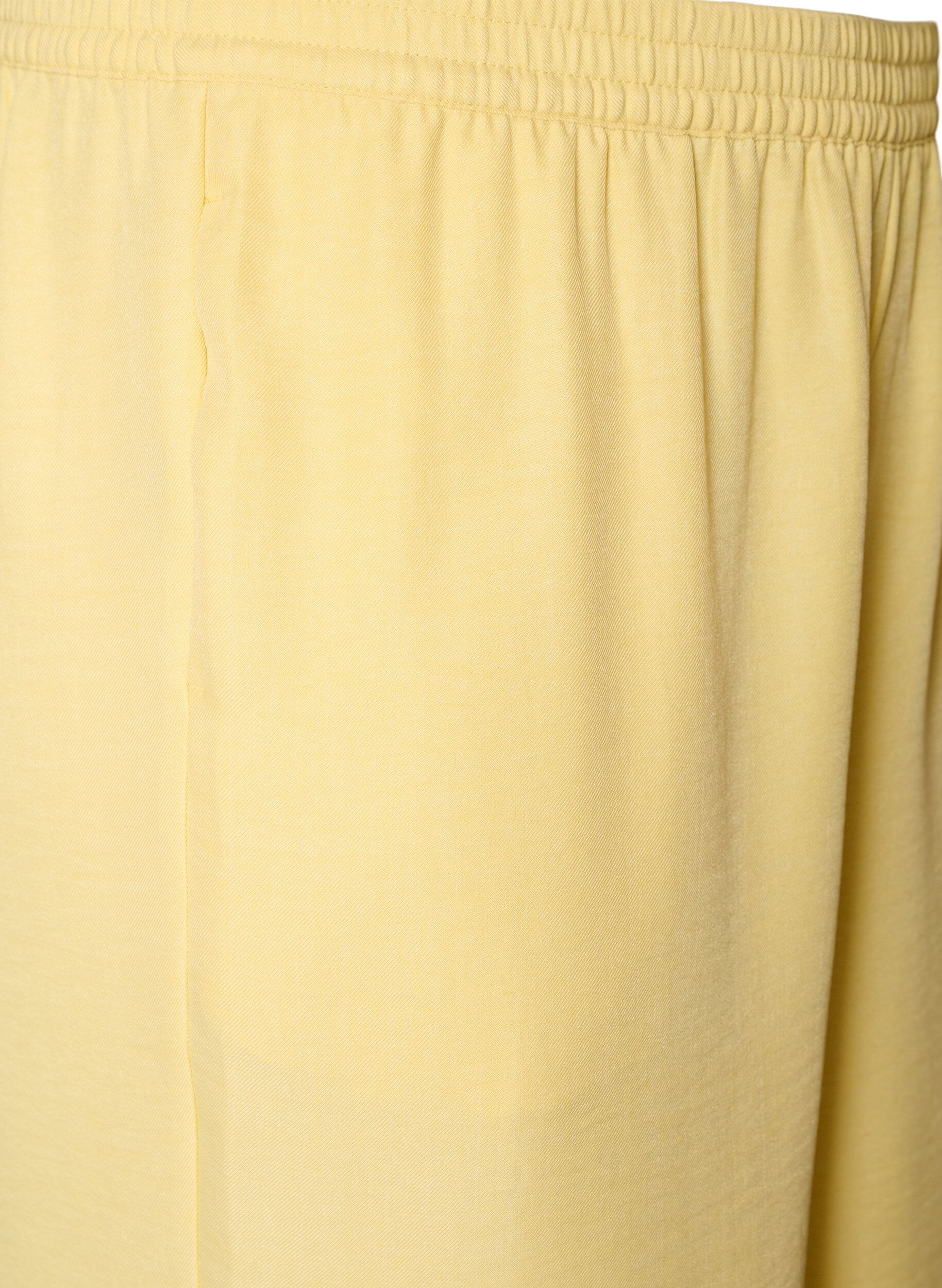 ZizziLosse broek met elastische tailleband en zakken, Geel, Packshot image number 2