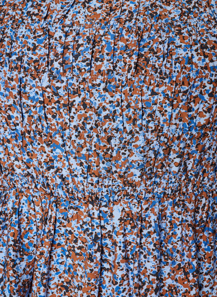 Blouse met smock en vierkante halslijn, Blauw, Packshot image number 2