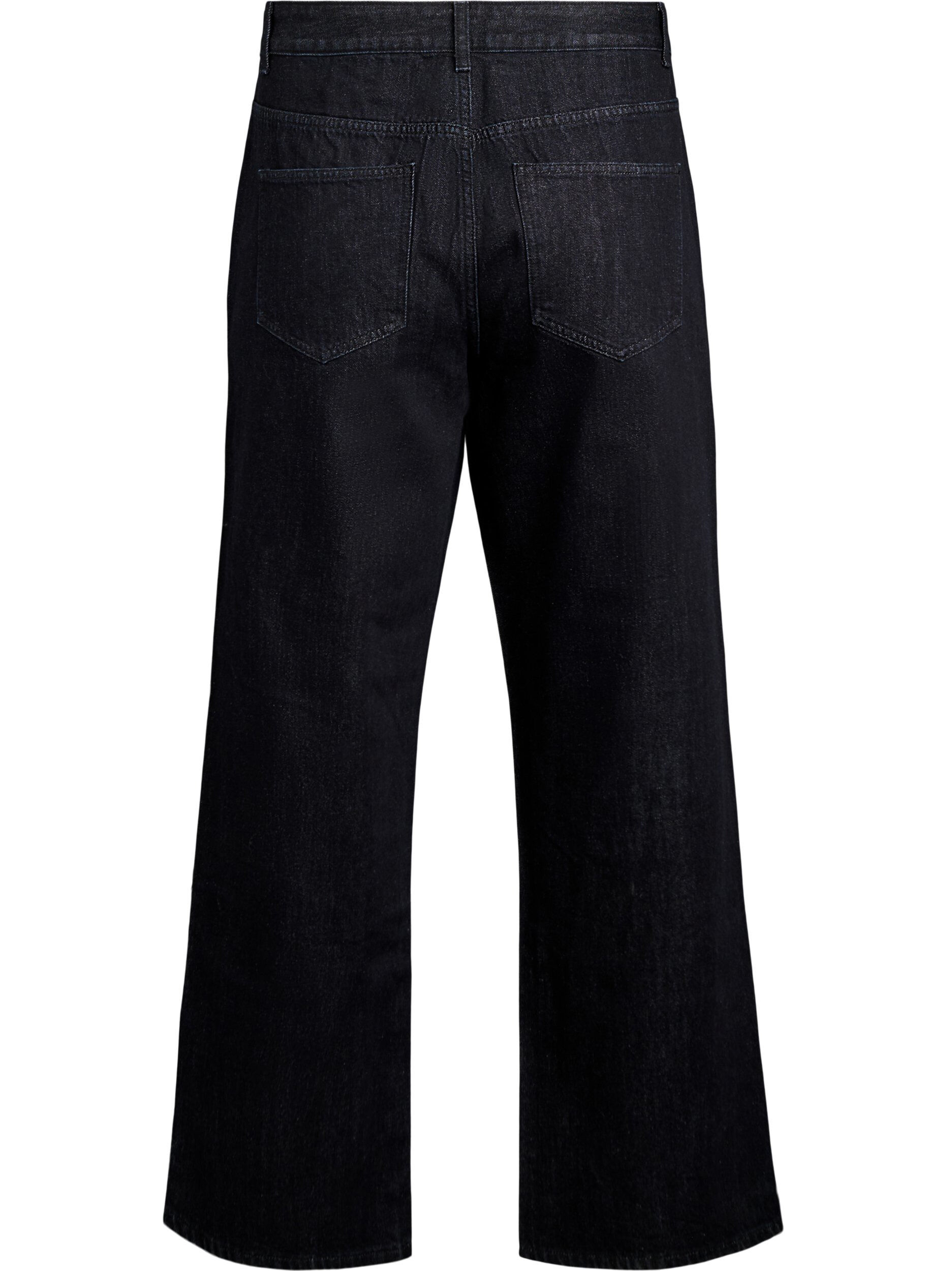 Zizzi Wide fit jeans met een zachte, geborstelde binnenkant, Zwart, Packshot image number 1