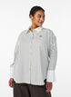 Losse gestreepte blouse met brede manchetten, Wit, Model image number 0