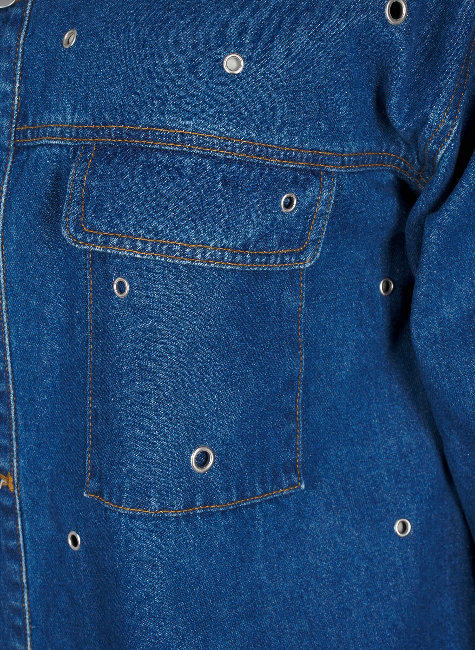 Zizzi Denim shirt met oogjes, Blauw, Packshot image number 3