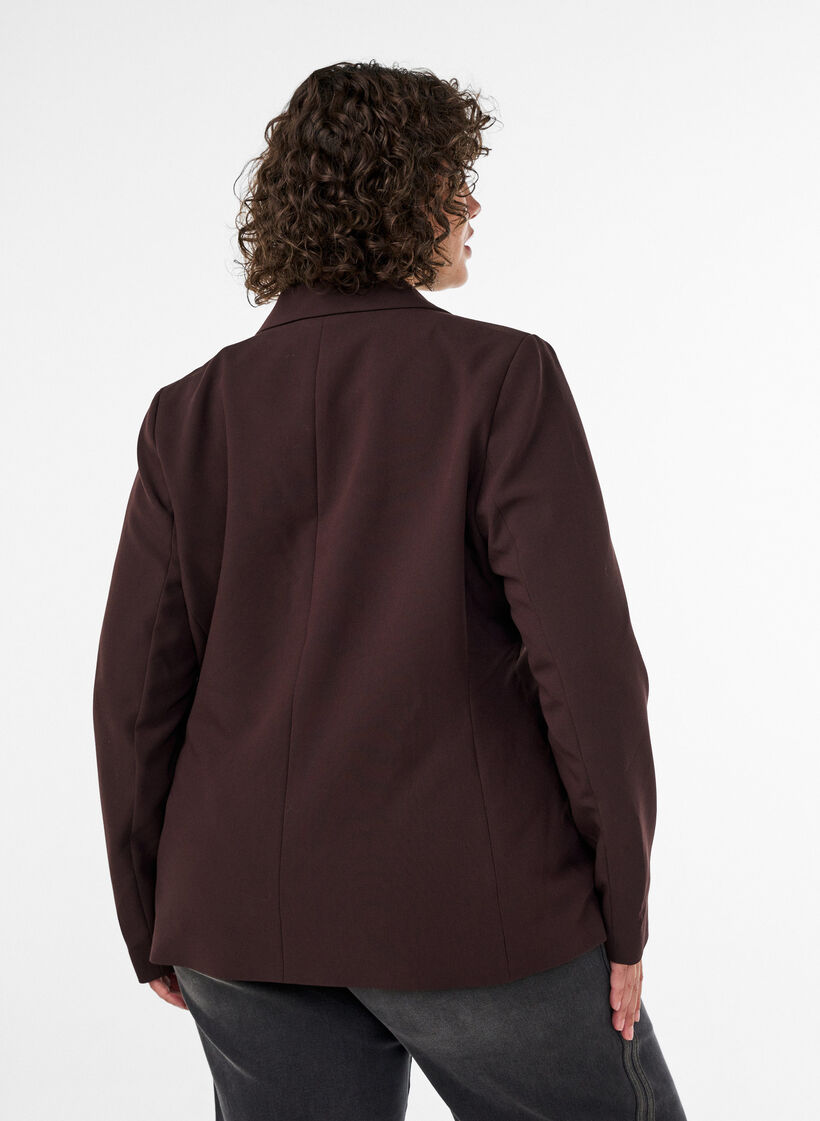 Klassieke blazer met een enkele knoopsluiting, Bruin, Model image number 2