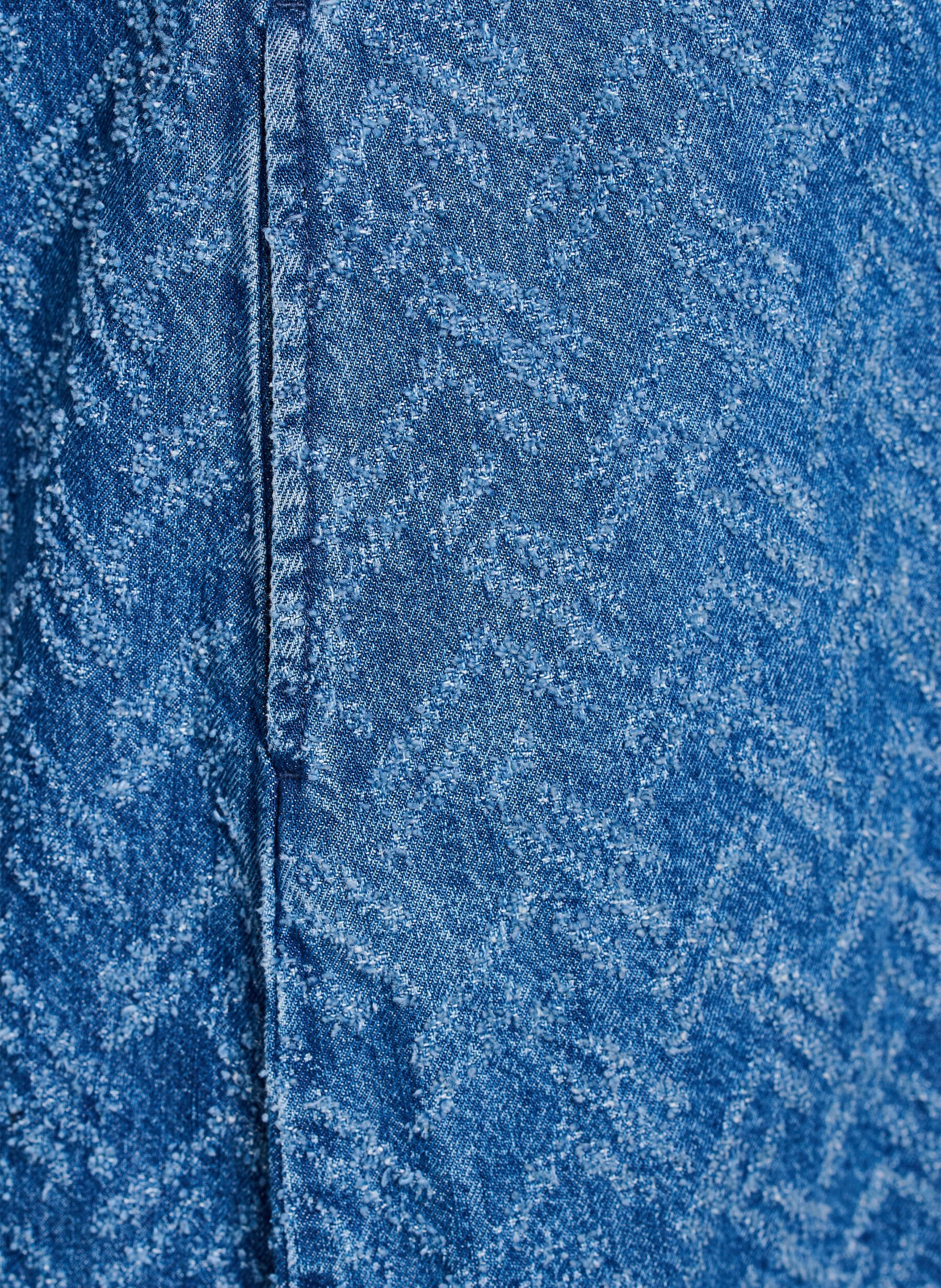 Zizzi Korte denimjurk met textuurpatroon, Blauw, Packshot image number 3