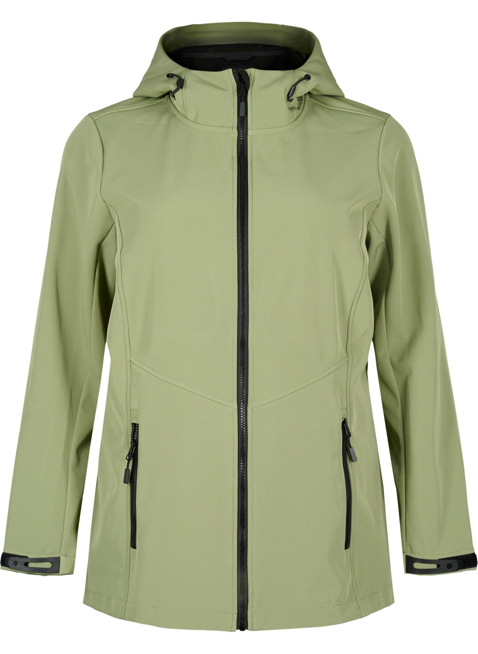 Zizzi Korte softshell jas met zakken, Oil Green, Packshot image number 0