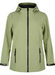 Korte softshell jas met zakken, Oil Green, Packshot image number 0