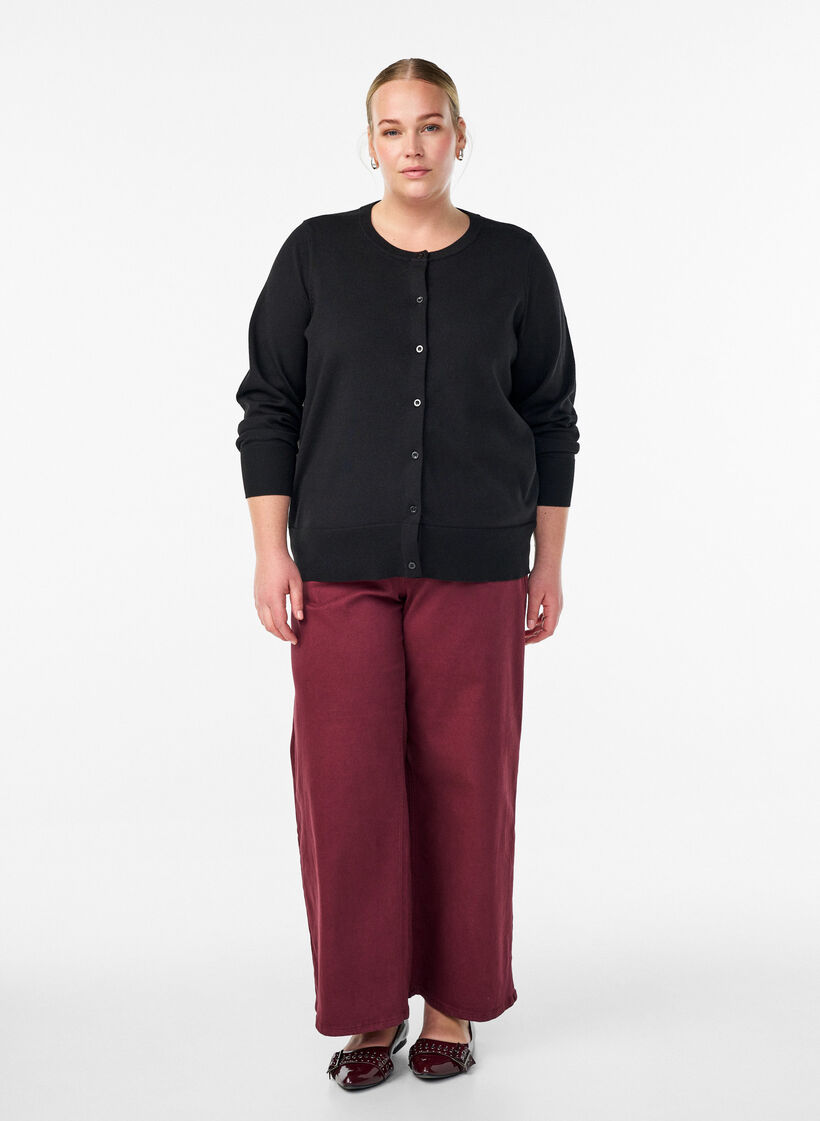 Fijngebreide vest met ronde hals, Zwart, Model image number 1