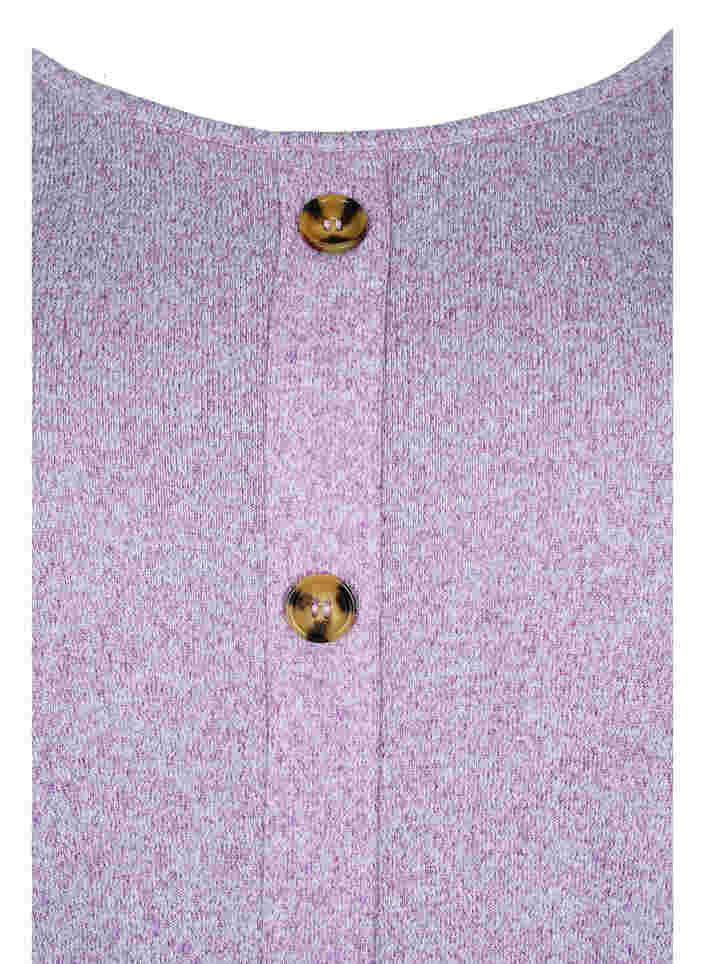 Top met knopen en 3/4-mouwen, Royal Lilac Melange, Packshot image number 2
