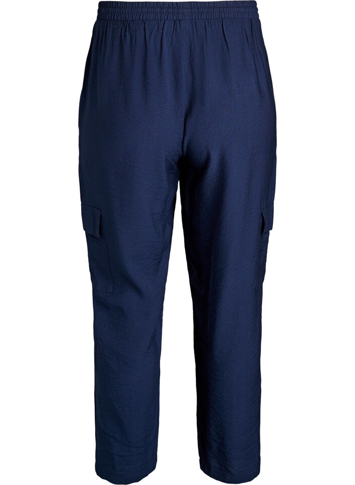 Cargo broek met hoge taille, Blauw, Packshot image number 1