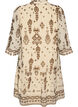 Jurk met ornamentprint en ruchekraag, Beige, Packshot image number 1