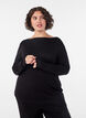 Viscose nachttop met lange mouwen, Zwart, Model image number 0