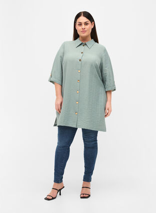 Lange blouse met 3/4 mouwen, Thyme, Model image number 2
