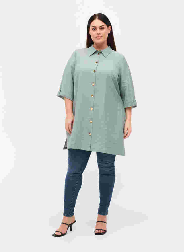 Lange blouse met 3/4 mouwen, Thyme, Model image number 2