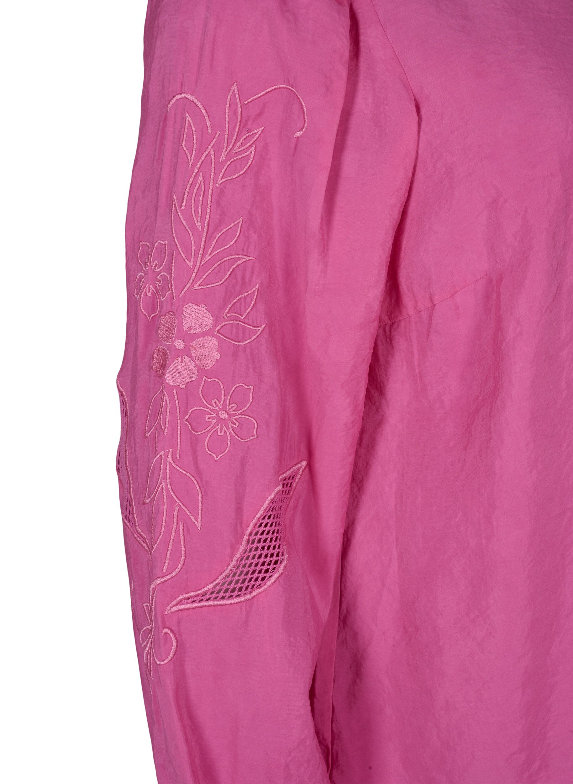 Zizzi Blouse van Tencel&trade; Modal met geborduurde details, Phlox Pink, Packshot image number 3