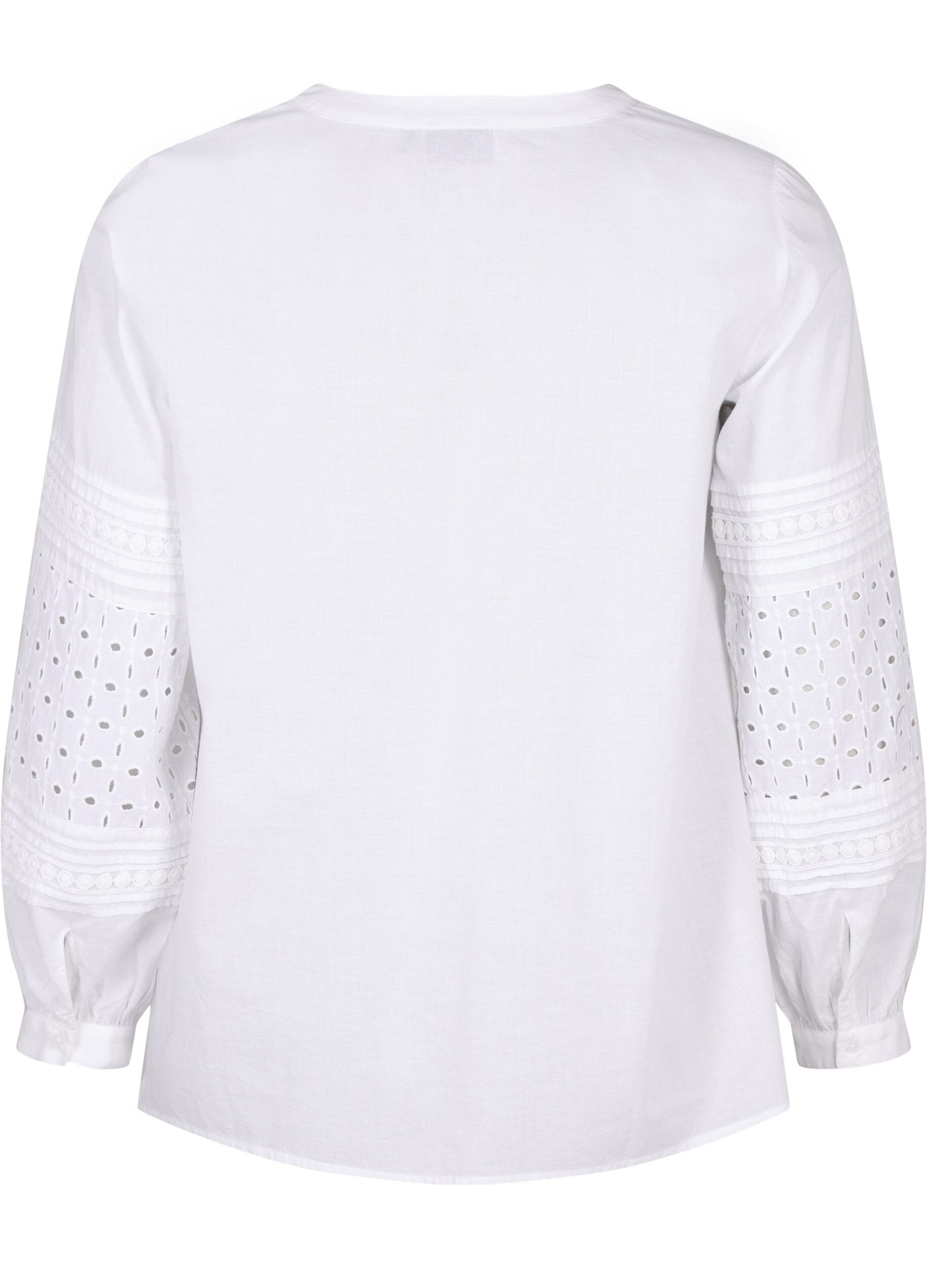 Zizzi Blouse met lange mouwen en decoratieve details, Bright White, Packshot image number 1