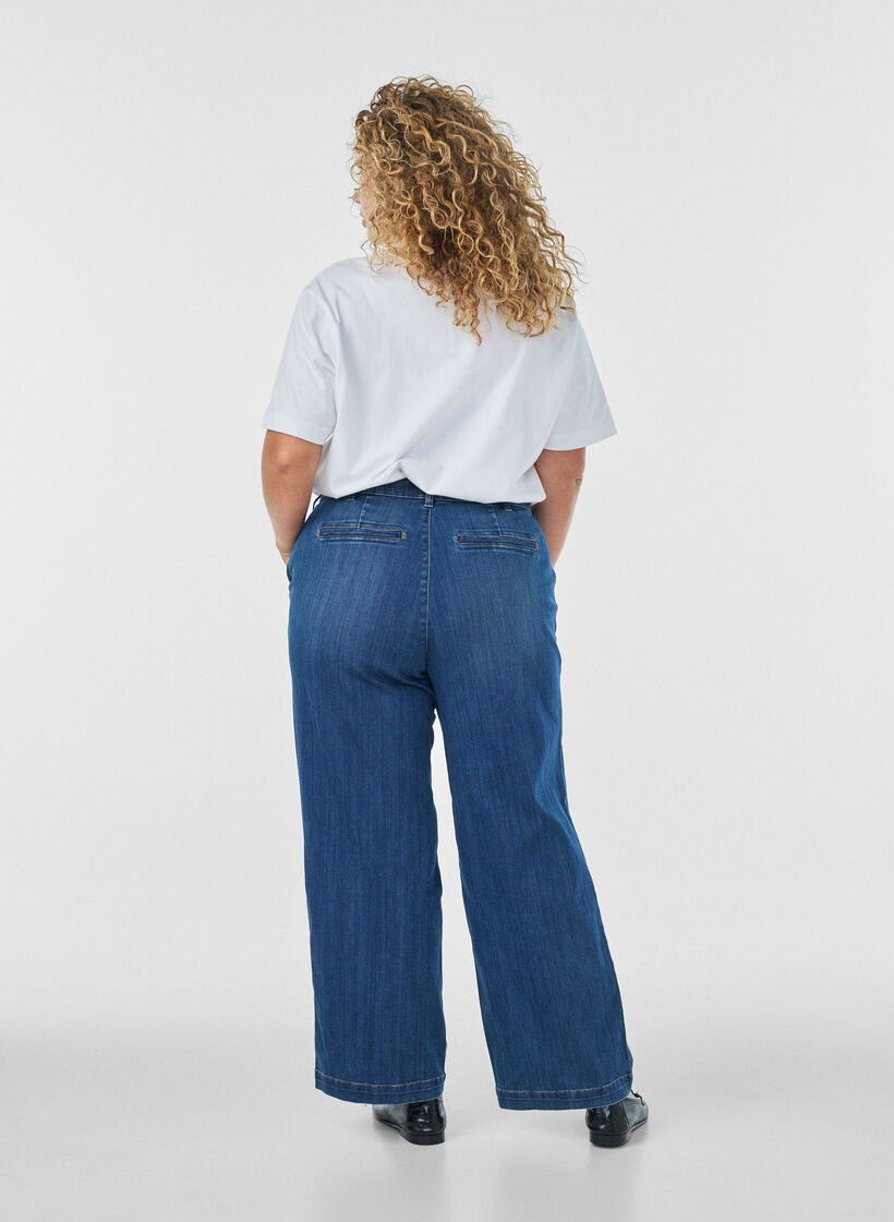 Wide fit Myra jeans met hoge taille, Blauw, Model image number 1