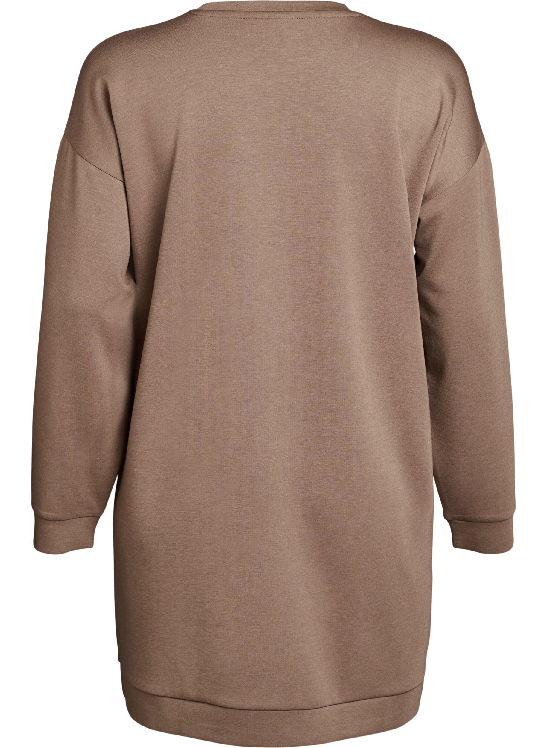 Zizzi Korte sweatshirtjurk in een modal mix, Fossil , Packshot image number 1