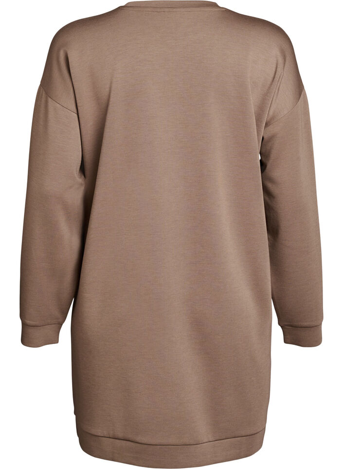 Korte sweatshirtjurk in een modal mix, Fossil , Packshot image number 1