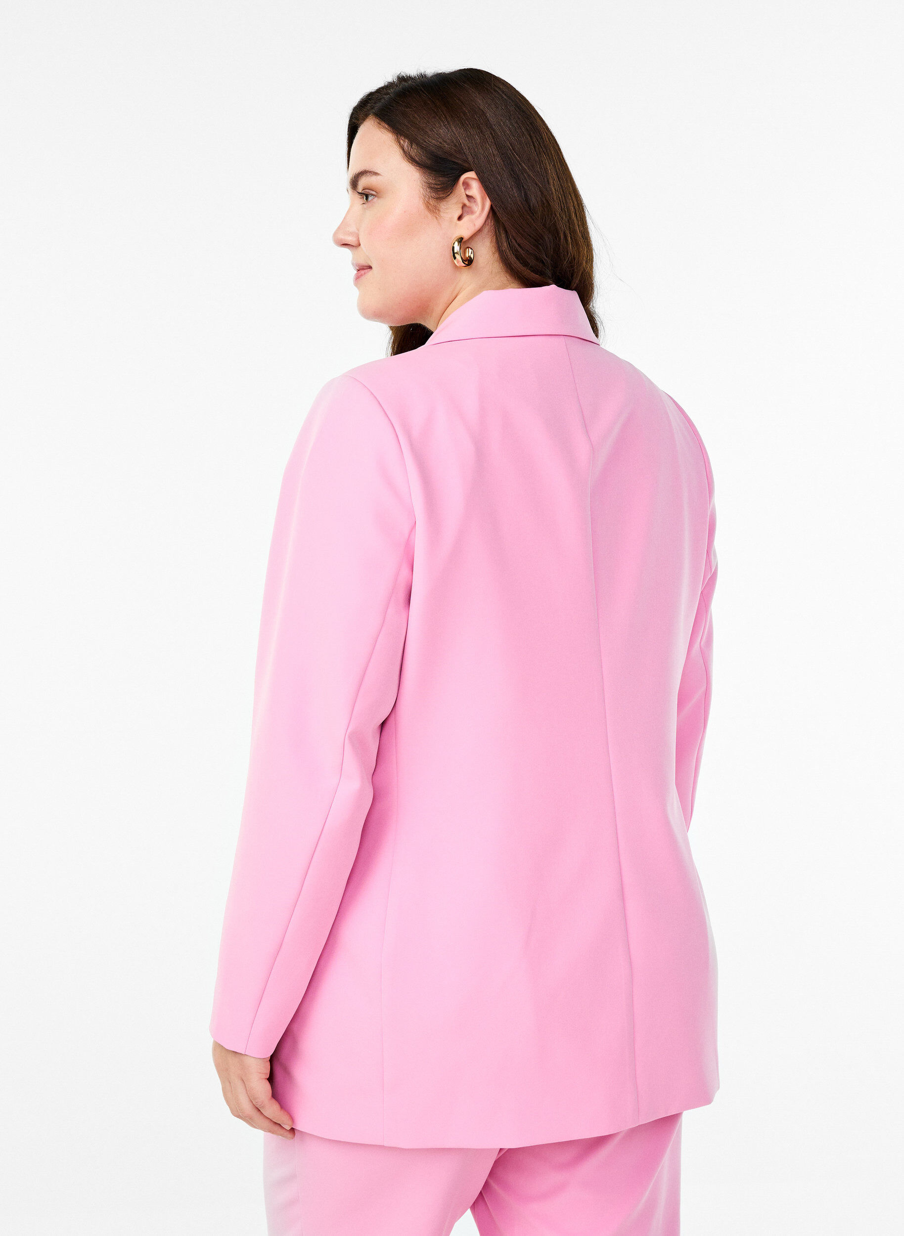 Zizzi Klassieke blazer met knoopsluiting, Roze, Model image number 2