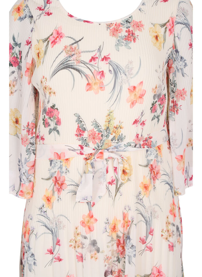 Bedrukte geplooide jurk met bindband, Sugar Swizzle Flower, Packshot image number 2