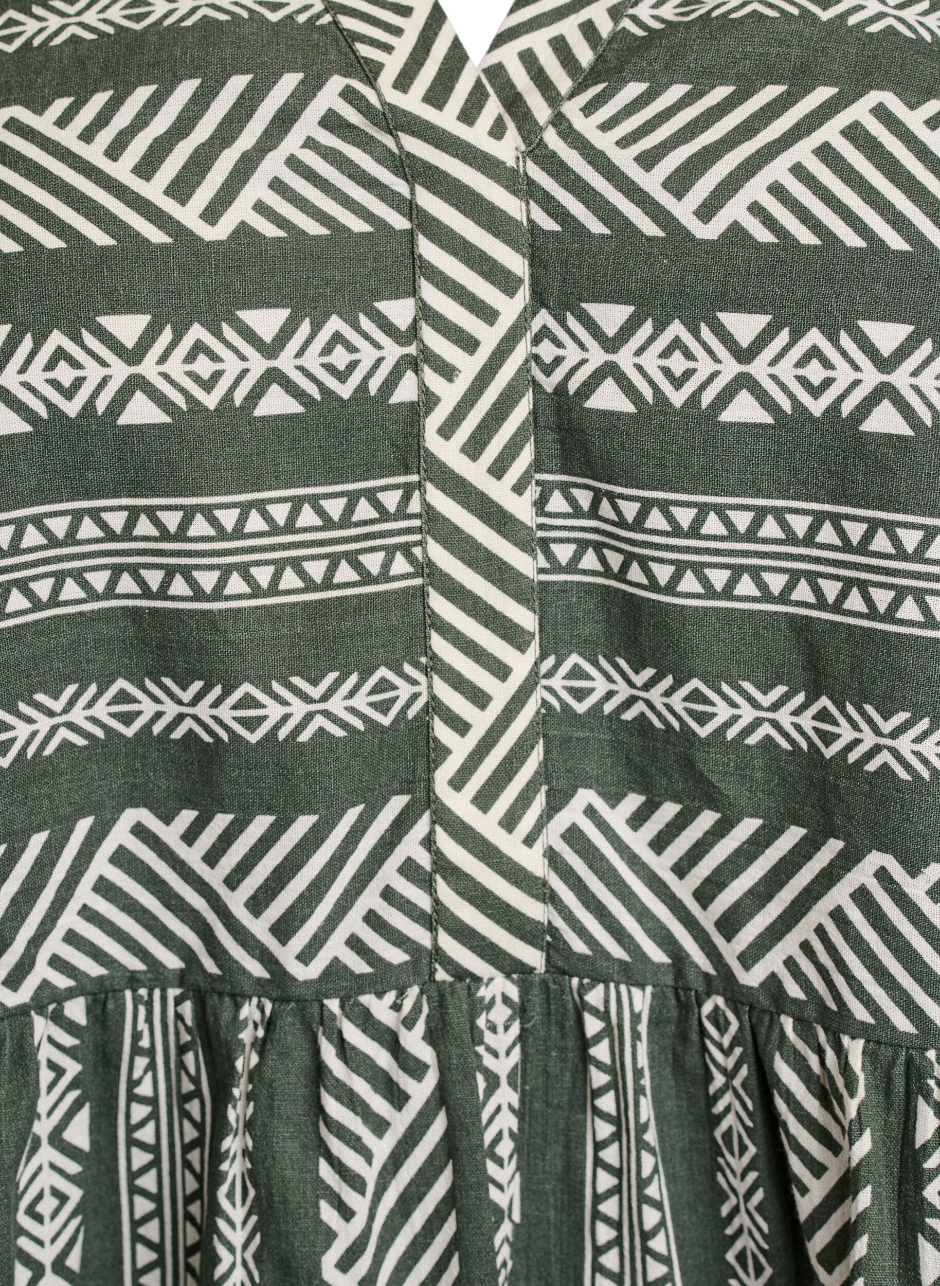 Zizzi Jurk met grafische print en 3/4 mouwen, Groen, Packshot image number 2