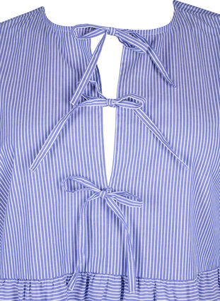 Gestreepte katoenen blouse met strik detail, Baja Blue Stripe, Packshot image number 2