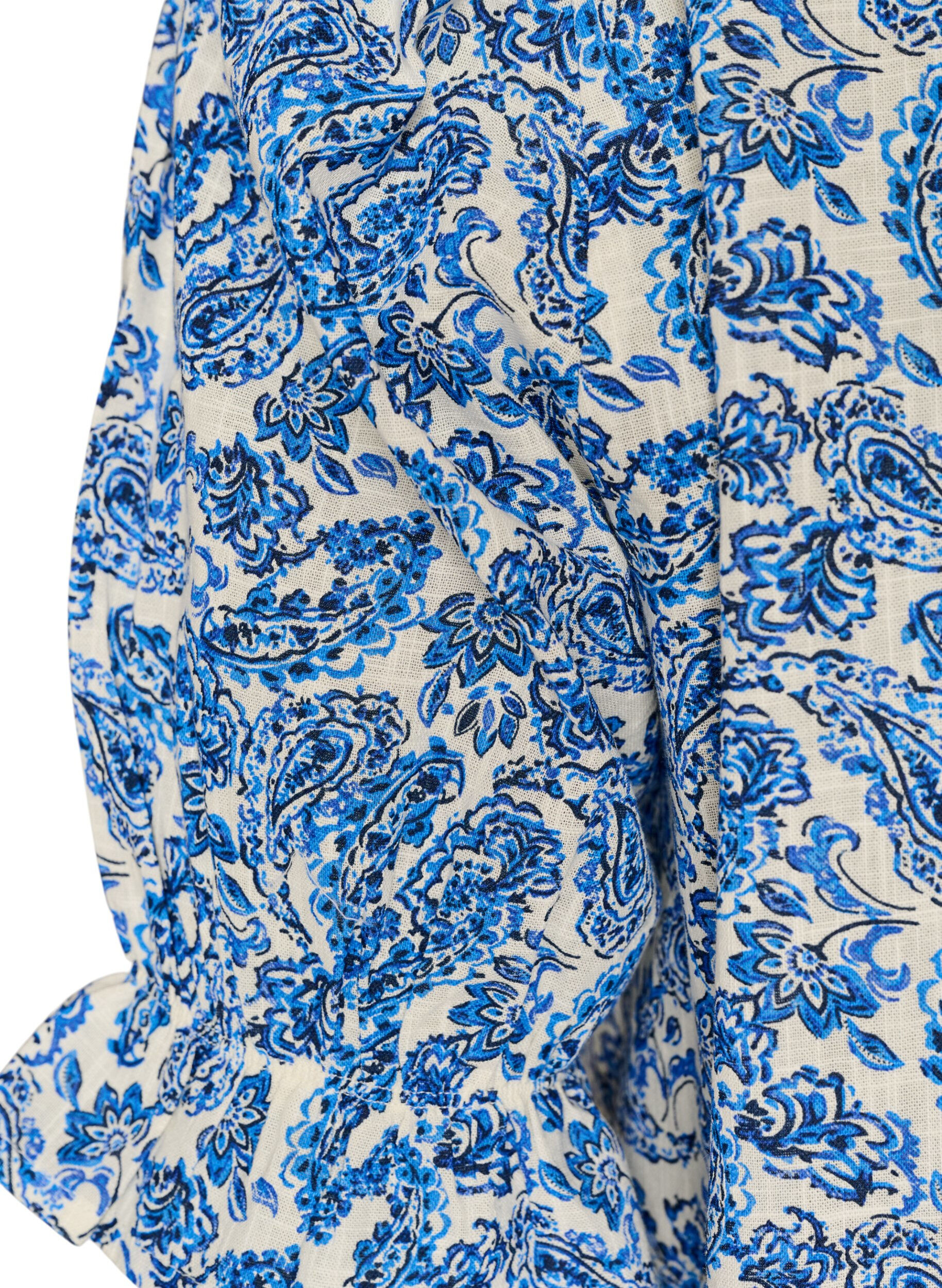 ZizziKatoenen blouse met vierkante halslijn, Blauw, Packshot image number 3