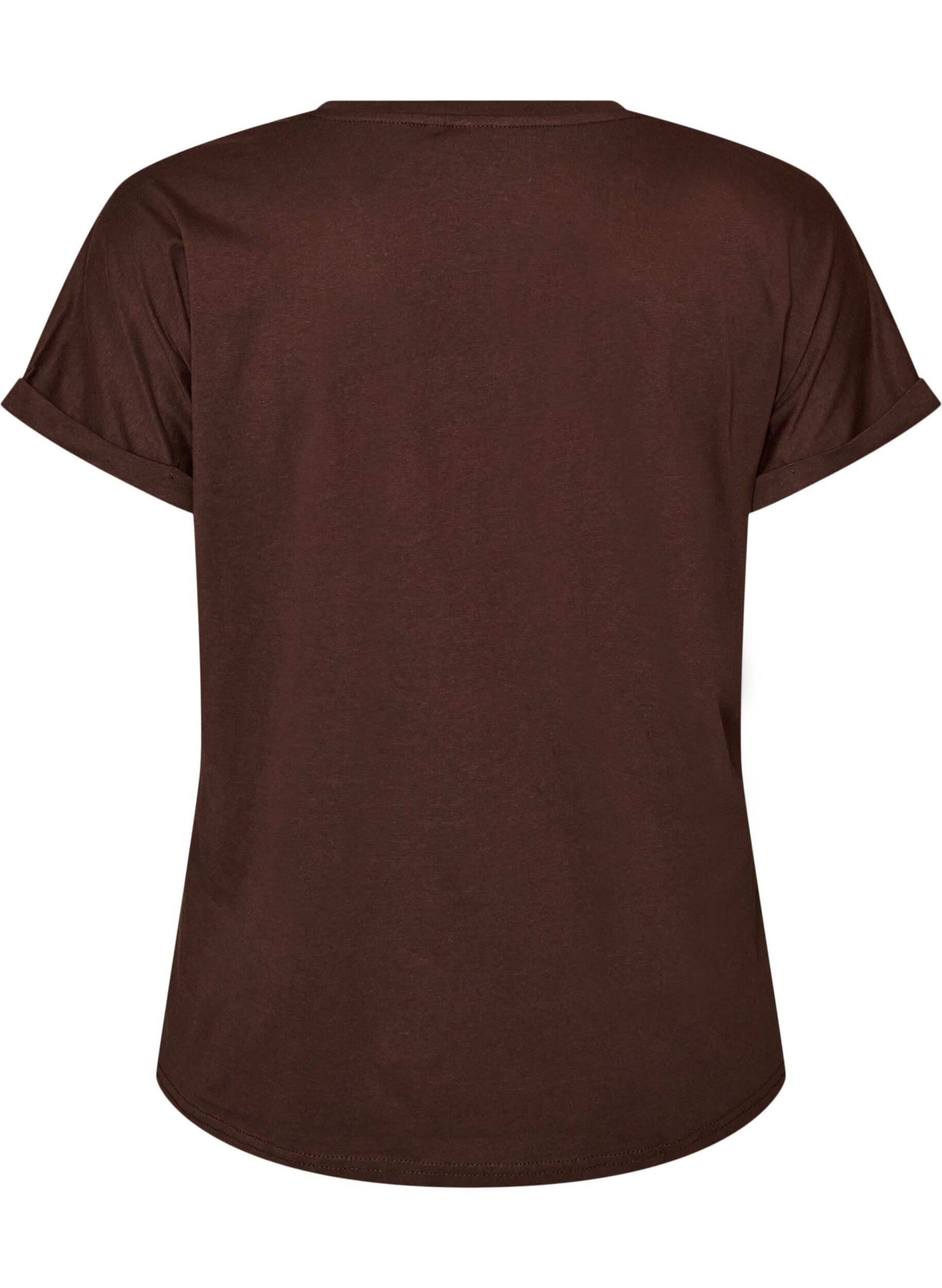 ZizziKatoenen T-shirt met bloemenprint, Bruin, Packshot image number 1
